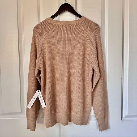 Wilt Women’s Cotton Cashmere Beige Waffle Knit Long Sleeve Sweater Large Med NEW - Picture 3 of 10